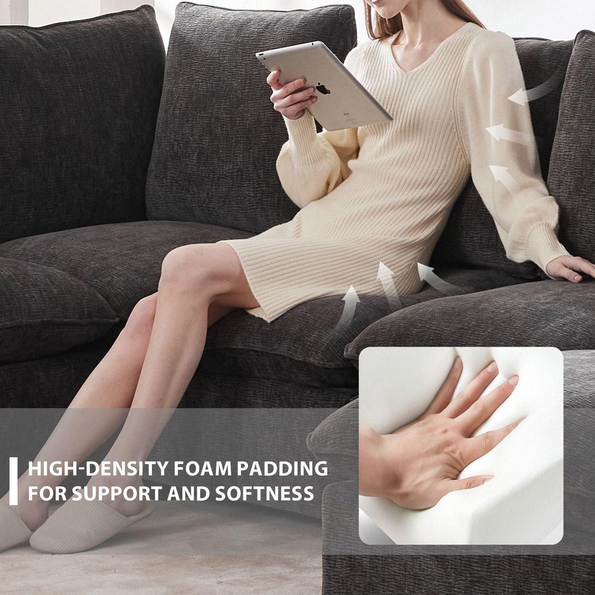 110x29" Modern Modular Sofa, 4 Seat Chenille Sectional Couch Set with 2 Pillows Included, Freely Combinable Indoor Funiture for Living Room, Apartment, Office, 2 Colors