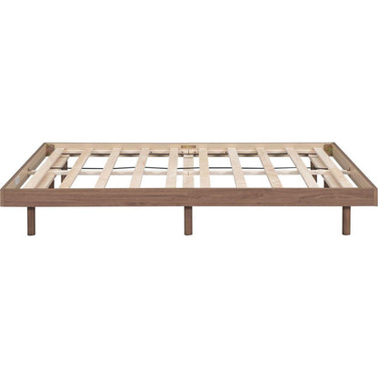 Modern Design Full Floating Platform Bed Frame for Walnut Color