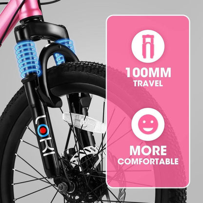 S20101 20 Inch Kids Bike, Boys Girls Mountain Bike Ages 8-12, 7 Speed Teenager Children Kids' Bicycles, Front Suspension Disc U Brake, 14 Inch Height Steel Frame