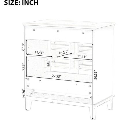 30" Bathroom Vanity with Sink Combo, Multi-functional Bathroom Cabinet with Doors and Drawer, Solid Wood and MDF Board, Black