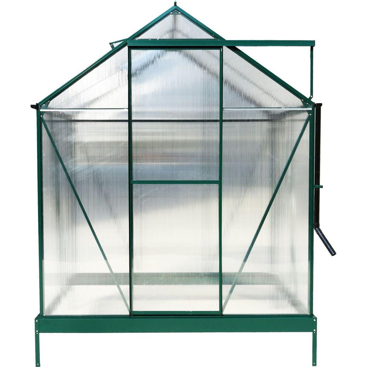 6.3'x4.2'x7' Polycarbonate Greenhouse, Heavy Duty Outdoor Aluminum Walk-in Green House Kit with Rain Gutter, Vent and Door for Backyard Garden, color green