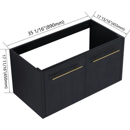 36 Inch Wall-mounted Bathroom Vanity (Only the Cabinet Body, No Top Sink)-BVB09136BCT