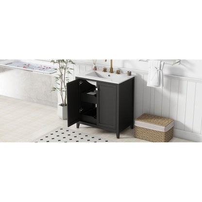 30inch Freestanding Bathroom Vanity Combo with Ceramic Sink Shaker Style Vanities -2 Doors and 2 Drawers