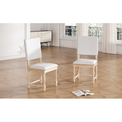 Vintage Traditional 2-Piece Upholstered Dining Chairs with Padded Backs, Natural