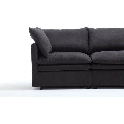 Modern U-shaped Sectional Sofa, 5-seat Upholstered Sofa Furniture,Sleeper Sofa Couch with Chaise Lounge for Living Room,Apartment,Dark Gray,Polyester