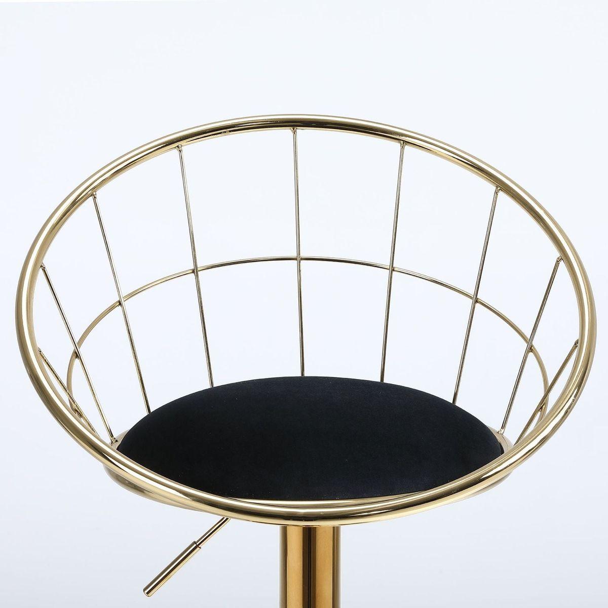 Black velvet bar chair, pure gold plated, unique design,360 degree rotation, adjustable height,Suitable for Dining room and bar,set of 2