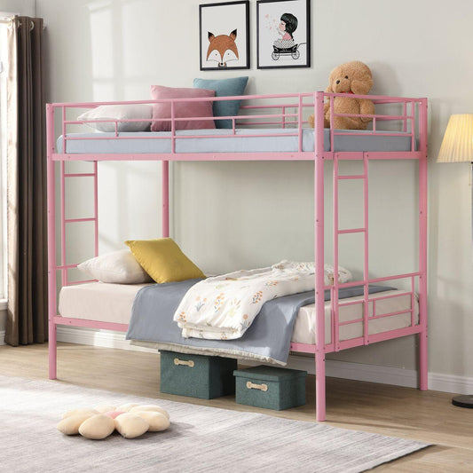 METAL BUNK BED PINK Twin Over Twin