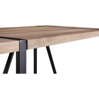 55"Rustic Industrial Rectangular MDF Wood Colour Dining Table For 4-6 Person, With 1.5" Thick Engineered Wood Tabletop and Black Metal Legs, For writing DeskKitchen terrace Dining Living Room