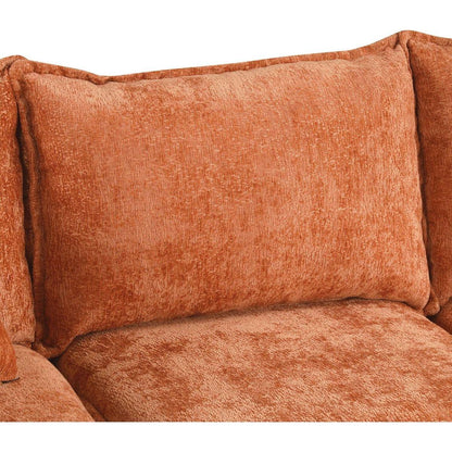 82.67"Convertible Sofa Bed Sectional Sofa Sleeper L-shaped Sofa with a Storage Ottoman,Two Pillows, Two Power Sockets and Two USB Ports for Living Room, Orange