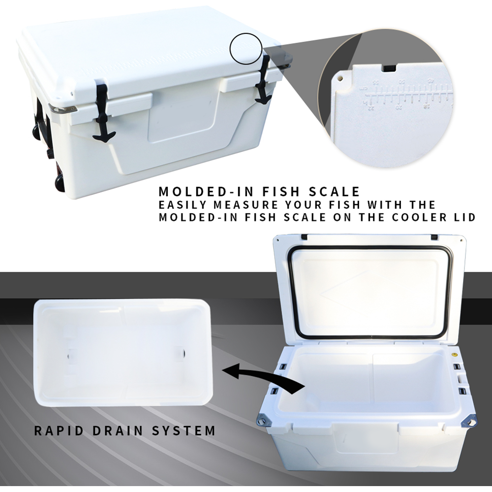 White outdoor Camping Picnic Fishing portable cooler 65QT Portable Insulated Cooler Box