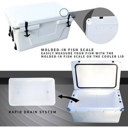 White outdoor Camping Picnic Fishing portable cooler 65QT Portable Insulated Cooler Box