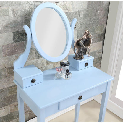 Moniys Wood Moniya Makeup Vanity Table and Stool Set, Blue