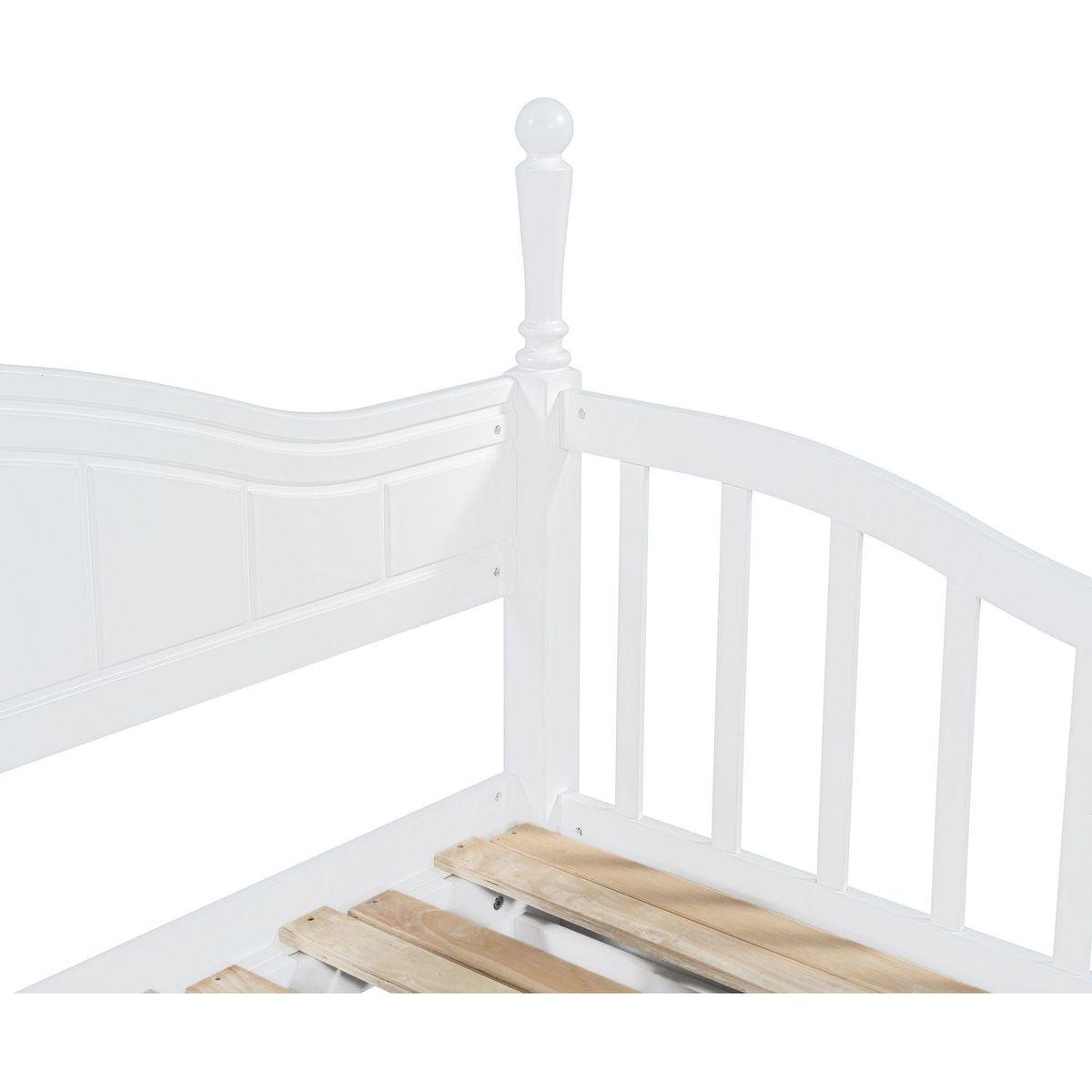 Wooden Twin Size Daybed with Twin Size Trundle, Extendable Daybed with Two Storage Drawers,White