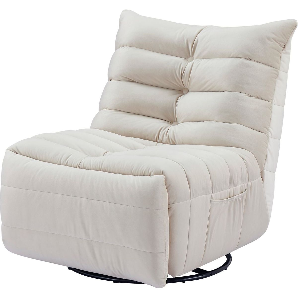 Lazy Chair, Rotatable Modern Lounge with a Side Pocket, Leisure Upholstered Sofa Chair, Reading Chair for Small Space