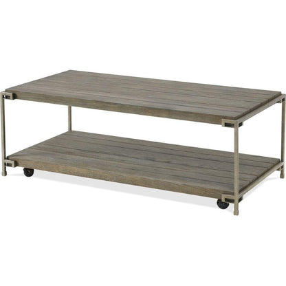 Corbeta Metal Frame Wood Living Room Coffee Table with Casters