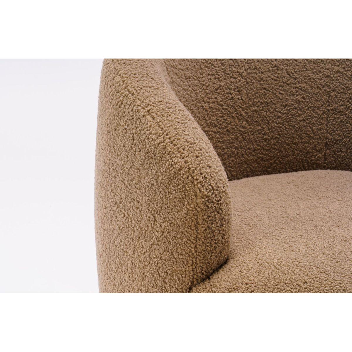 Teddy Fabric Swivel Accent Armchair Barrel Chair With Black Powder Coating Metal Ring,Coffee Brown