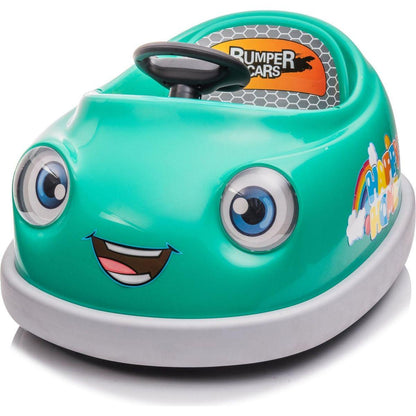 Bumper Car for Kids, 12v Dual Drive 1-6 Years Old Children's Electric Car with Pushrod Dinner Plate USB BT Music Rocking Horse Mode Anti-Collision Bumper Ride on Car