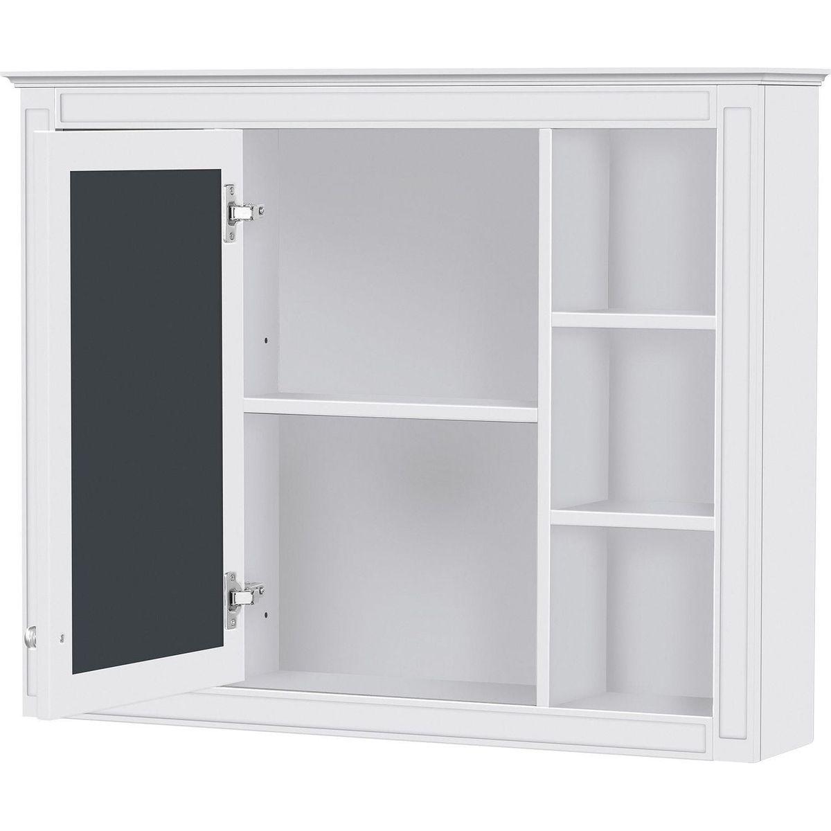 35" x 27.5" Medicine Cabinet, Wall Mounted Bathroom Storage Cabinet, Modern Bathroom Wall Cabinet with Mirror, Mirror Cabinet with 6 Open Shelves (Not Include Bathroom Vanity)