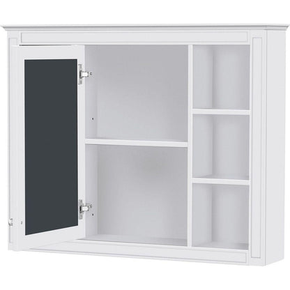 35" x 27.5" Medicine Cabinet, Wall Mounted Bathroom Storage Cabinet, Modern Bathroom Wall Cabinet with Mirror, Mirror Cabinet with 6 Open Shelves (Not Include Bathroom Vanity)