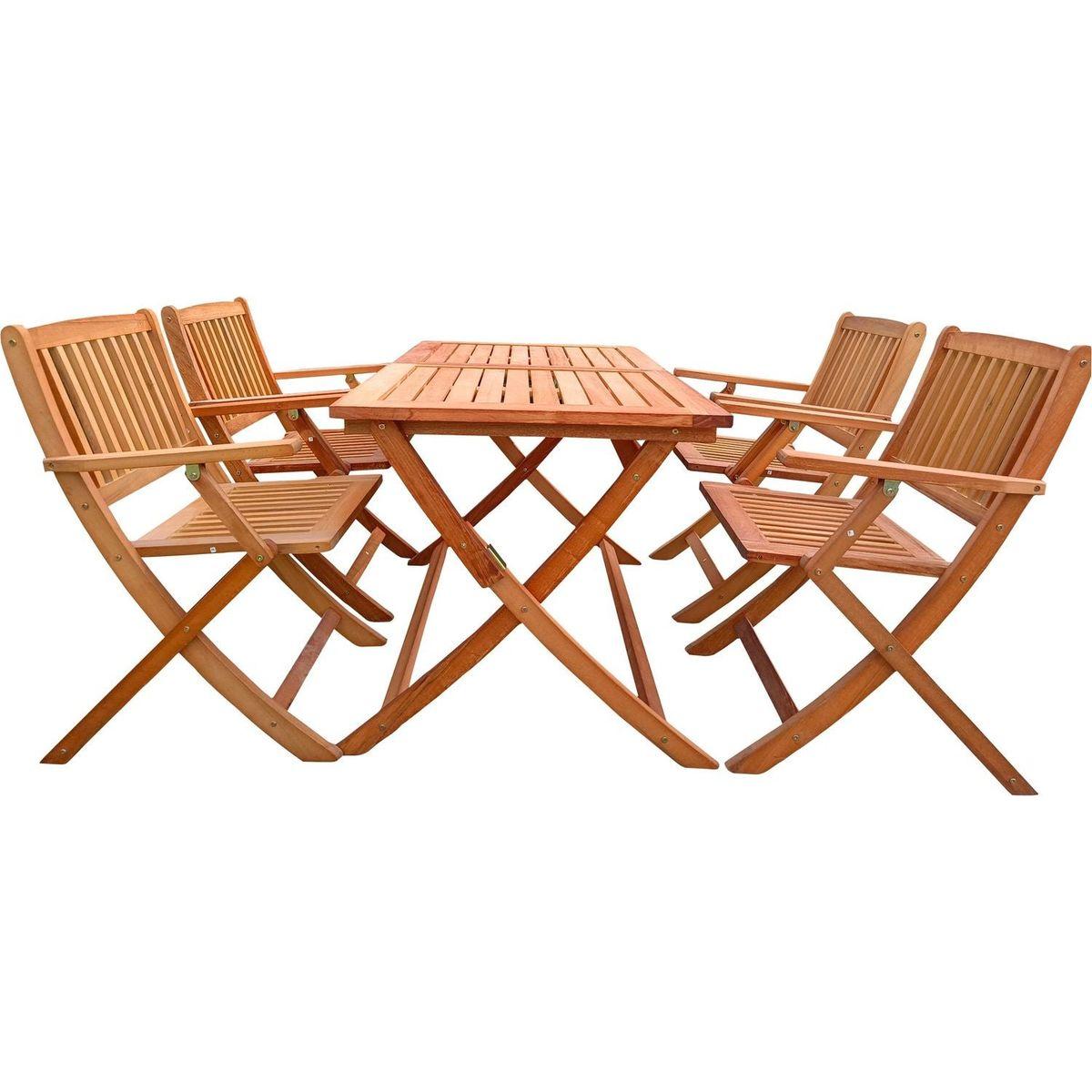 Foldable Patio Dining Set, 4 Folding Chairs & 1 Dining Table, Indoor and outdoor universal,Teak