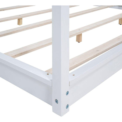 King Size Canopy Platform Bed with Support Legs,White