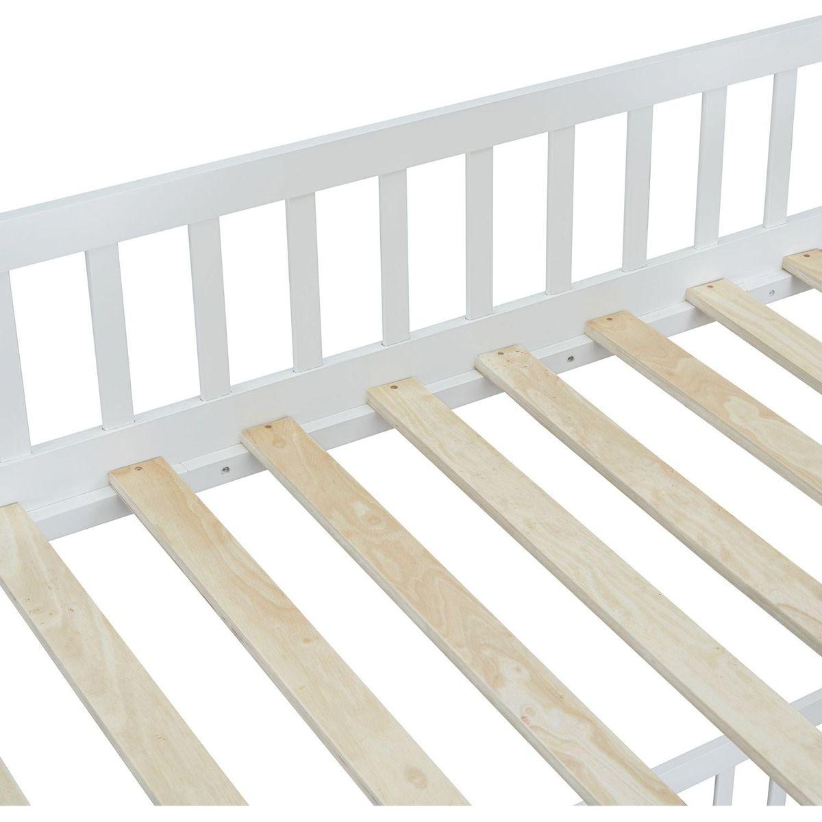 Twin-Over-Twin Bunk Bed with Changeable Table, Bunk Bed Turn into Upper Bed and Down Desk -Pink