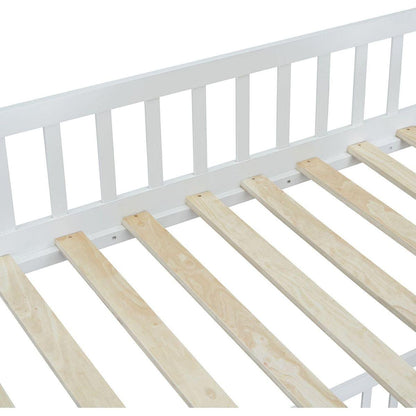 Twin-Over-Twin Bunk Bed with Changeable Table, Bunk Bed Turn into Upper Bed and Down Desk -Pink