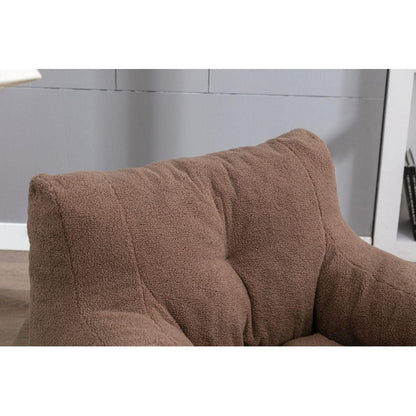 Soft Teddy Fabric Tufted Foam Bean Bag Chair With Teddy Fabric Coffee