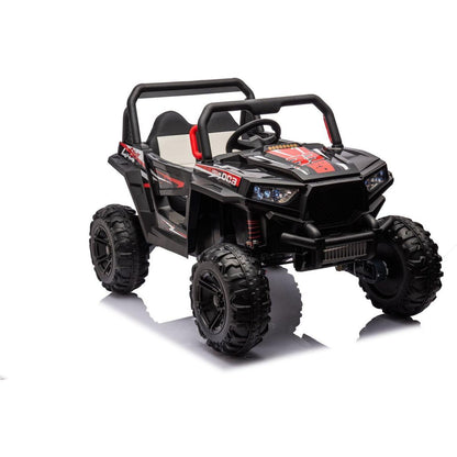 12v7ax2 30wx4 Four-wheel drive leather seat one button start,forward and backward, high and low speed, music, front light, power display, two doors can open, 2.4G R/C, seat belt four wheel absorber