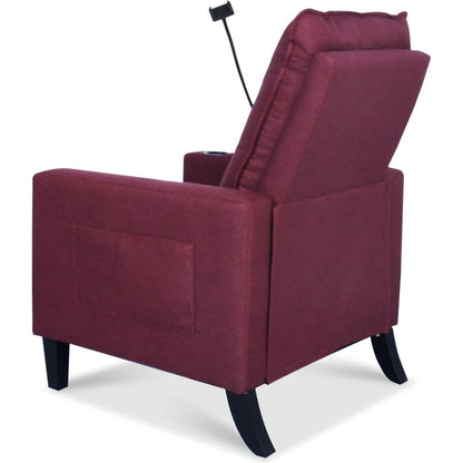 Recliner Chairs for Adults, Adjustable Recliner Sofa with Mobile Phone Holder & Cup Holder, Modern Reclining Chairs Fabric Push Back Recliner Chairs for Living Room, Bedroom, RED