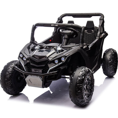 24V Two-Seater Kids Ride On UTV W/Parents Remote Control,Four-Wheel Suspension,Slow Start,Large wheel design,Anti-collision bar,Storage space,Music,USB,Bluetooth,Volume control,LED lights for Kids 3+.