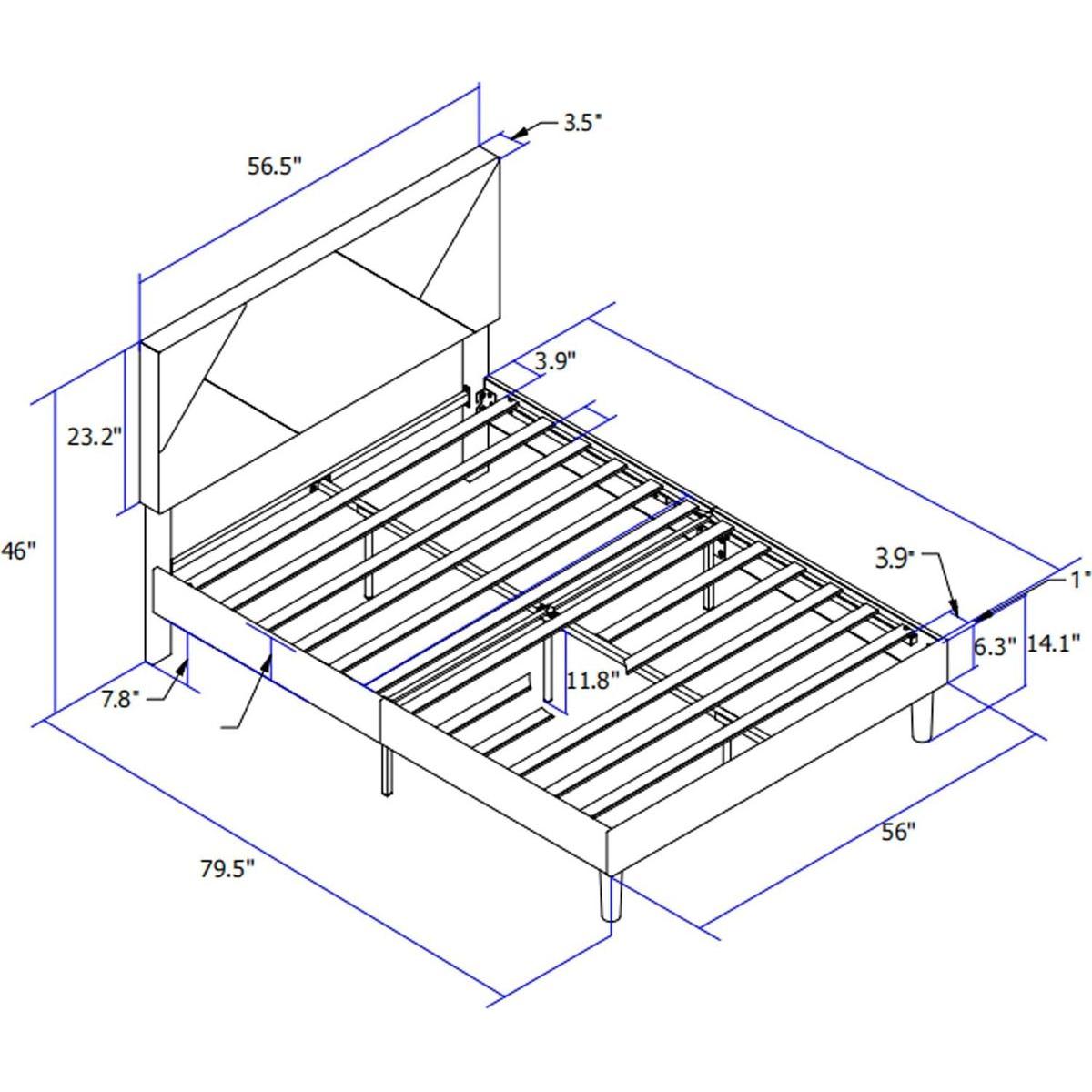 Full Size Upholstered Platform Bed Frame with Headboard, Strong Wood Slat Support, Mattress Foundation, No Box Spring Needed, Easy Assembly, Gray