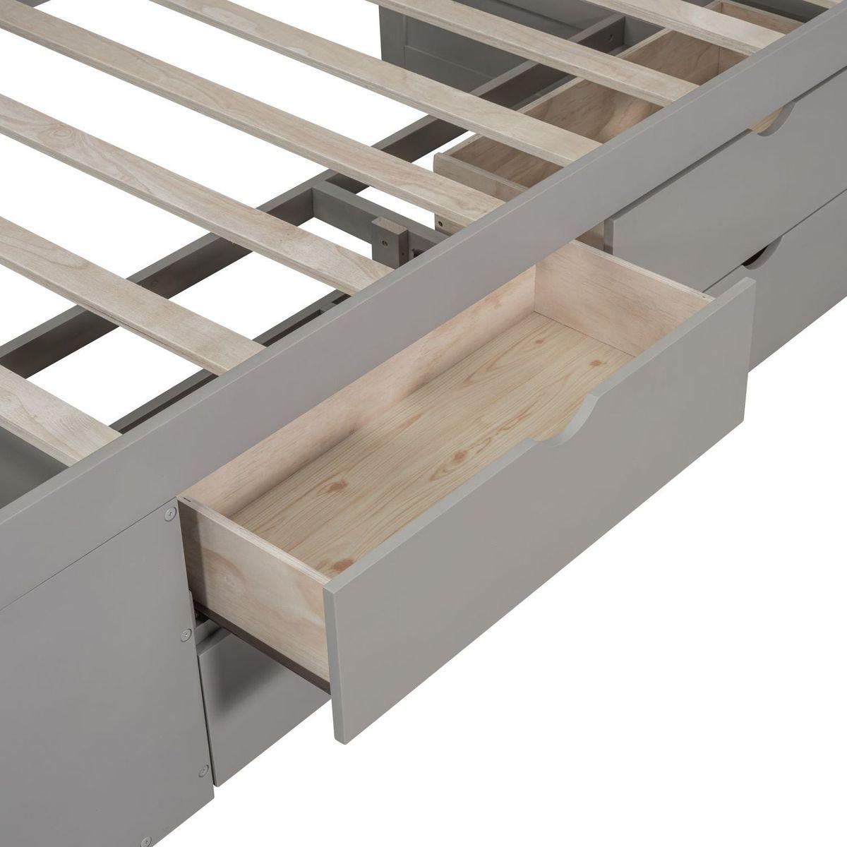 Twin Size Daybed with Drawers and Shelves, Gray