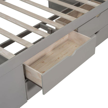 Twin Size Daybed with Drawers and Shelves, Gray