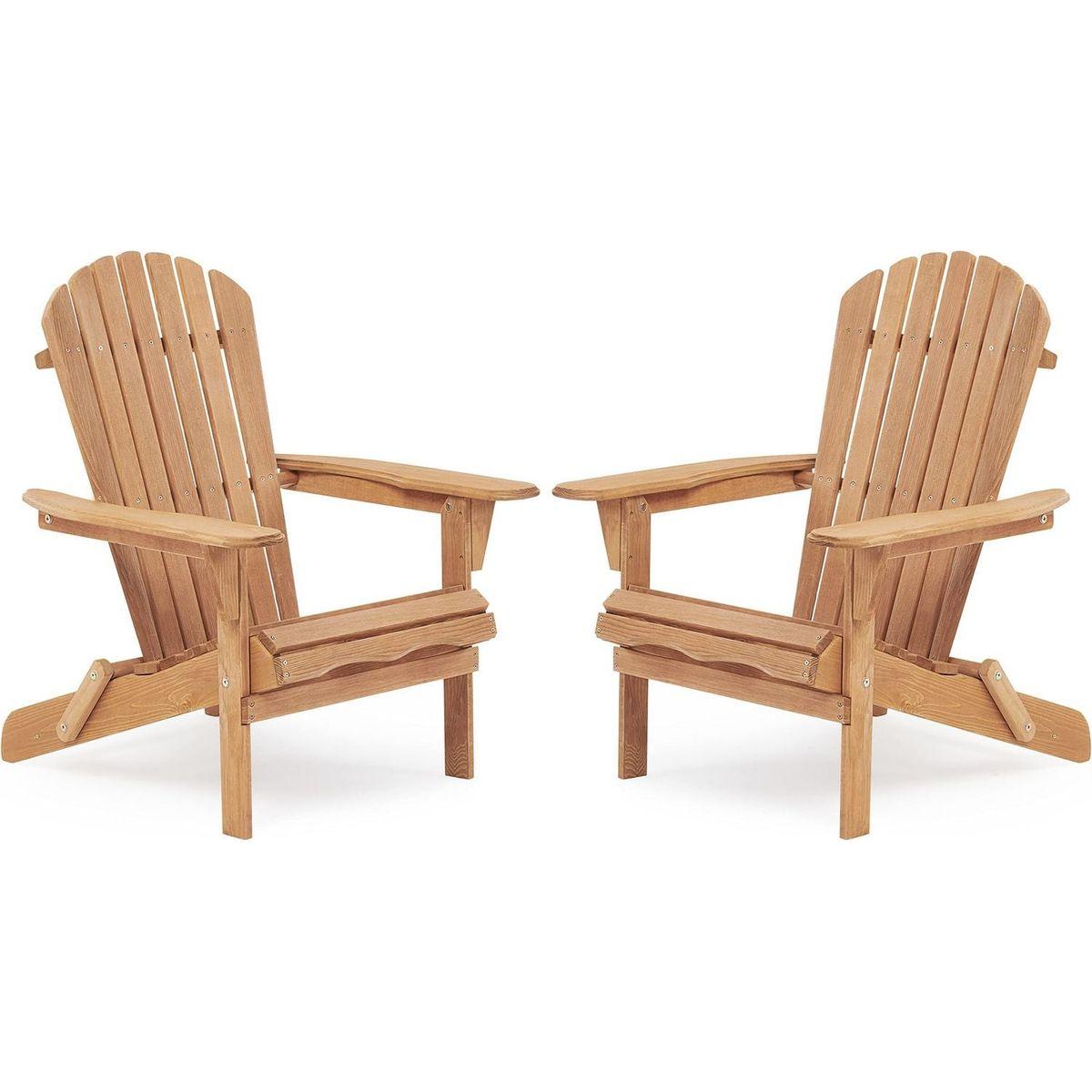 Wooden Outdoor Folding Adirondack Chair Set of 2 Wood Lounge Patio Chair for Garden,Garden, Lawn, Backyard, Deck, Pool Side, Fire Pit,Half Assembled