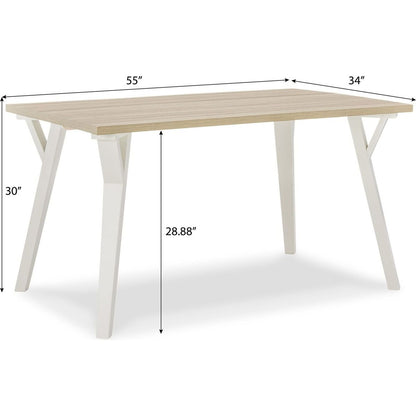 Roundhill Alwynn White and Natural Wood 5-piece Dining Set, Dining Table with 4 Windsor Chairs - Streamdale Furniture