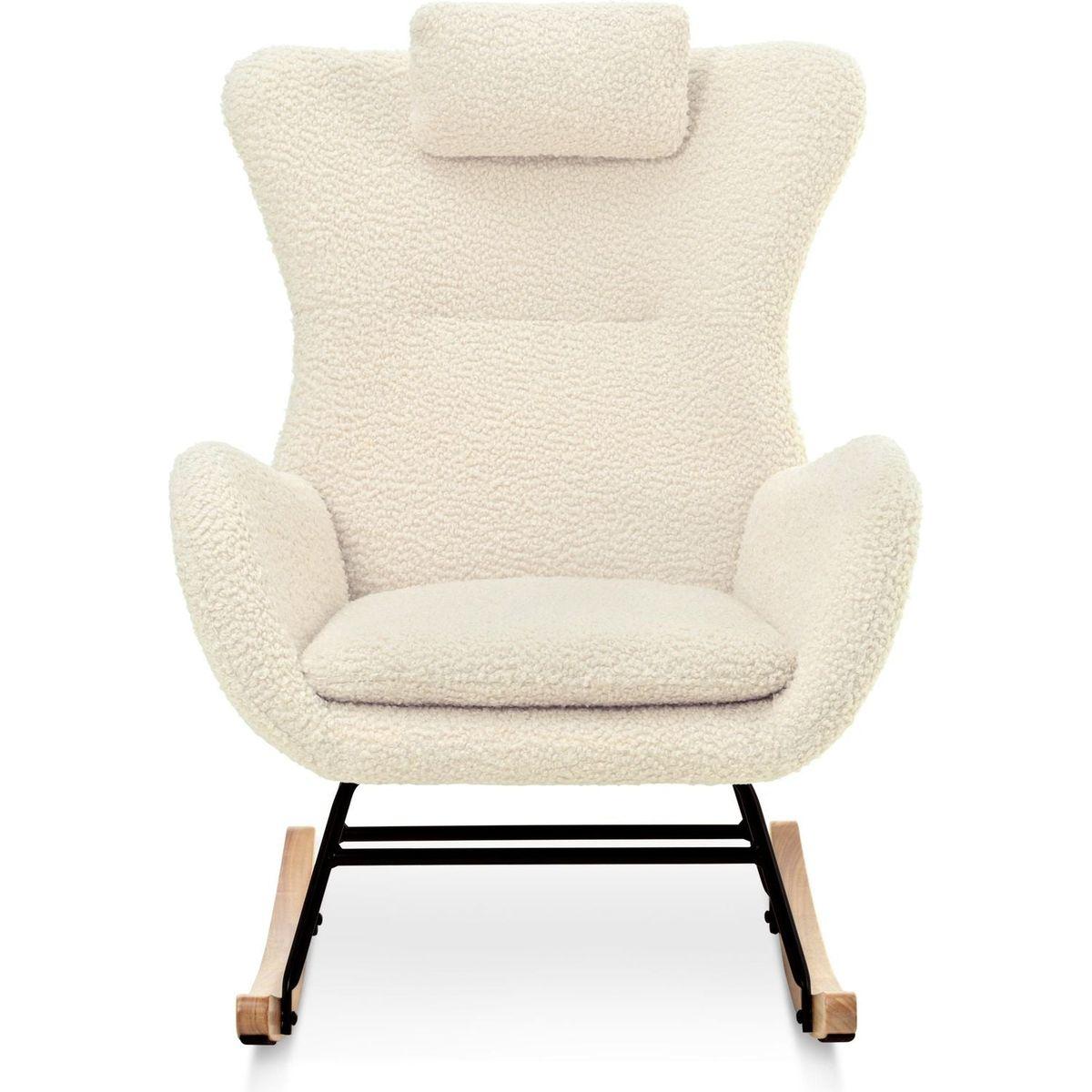 Rocking Chair - with rubber leg and cashmere fabric, suitable for living room and bedroom