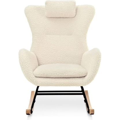 Rocking Chair - with rubber leg and cashmere fabric, suitable for living room and bedroom