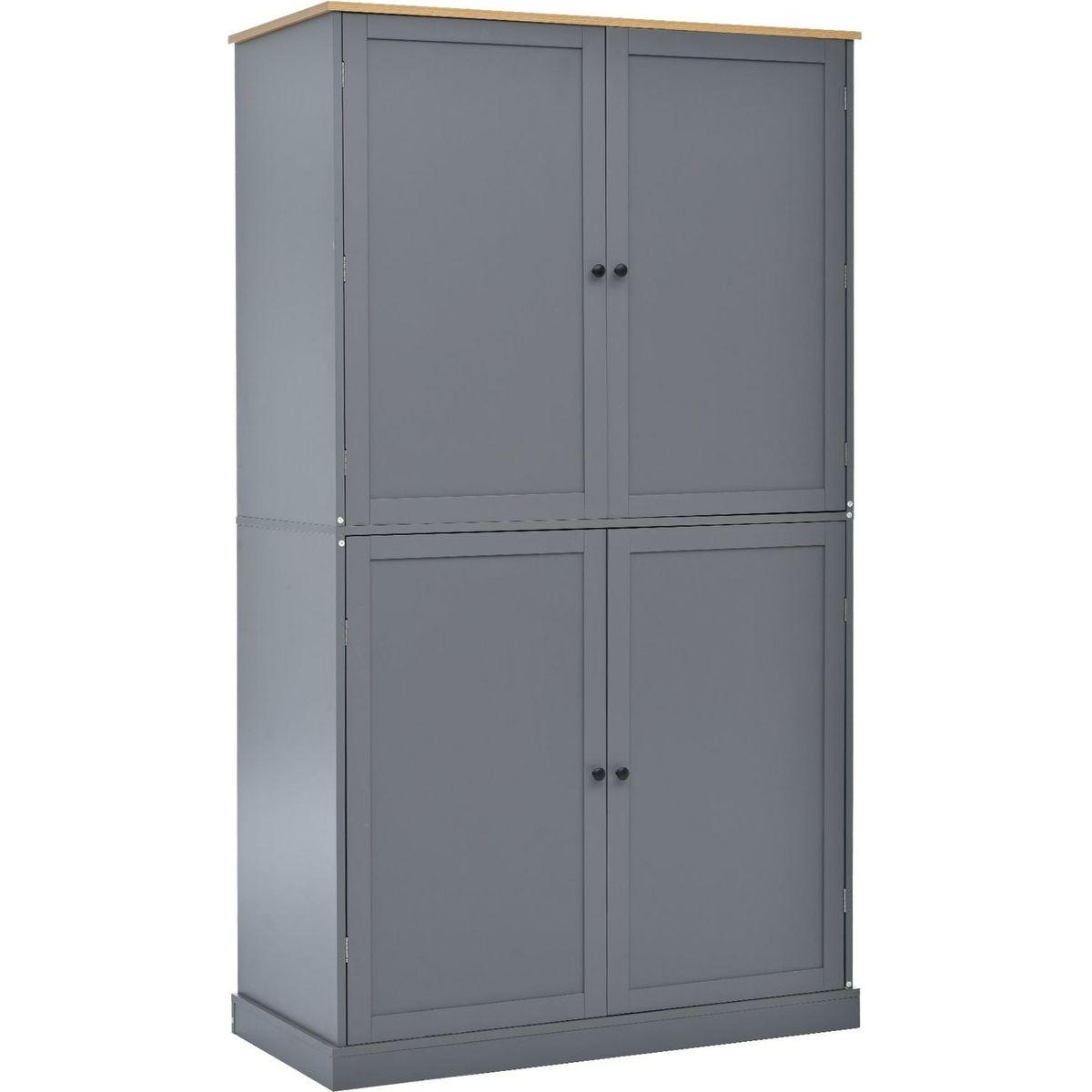 [Assembly Video Provided]40.2x20x71.3inch High Freestanding Kitchen Pantry Large Cupboard Storage Cabinet with 2 Drawers, 2 Adjustable Shelves, 8 Door Shelves for Kitchen, Dining Room,Gray