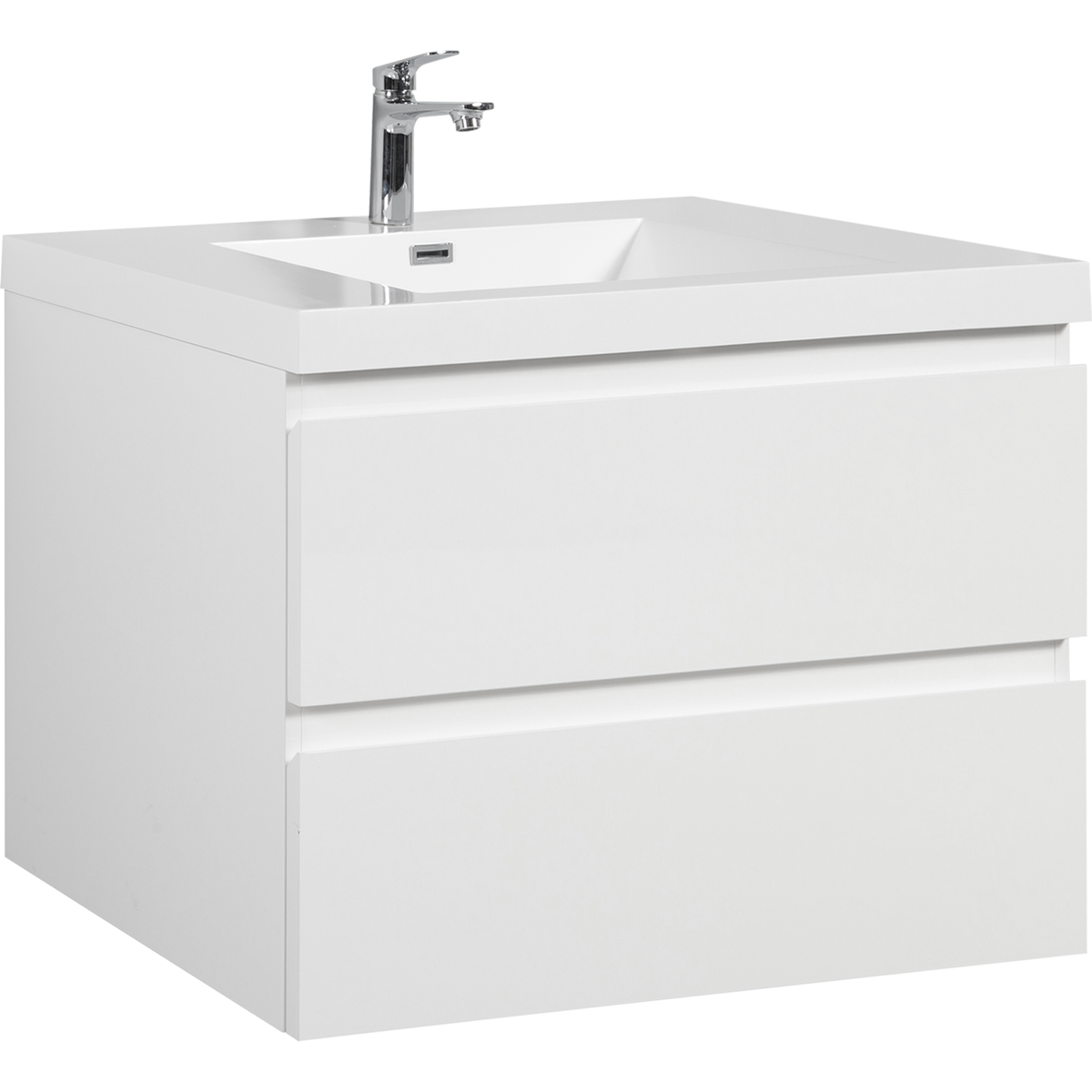 36" Floating Bathroom Vanity with Sink, Modern Wall-Mounted Bathroom Storage Vanity Cabinet with Resin Top Basin and Soft Close Drawers, Glossy White