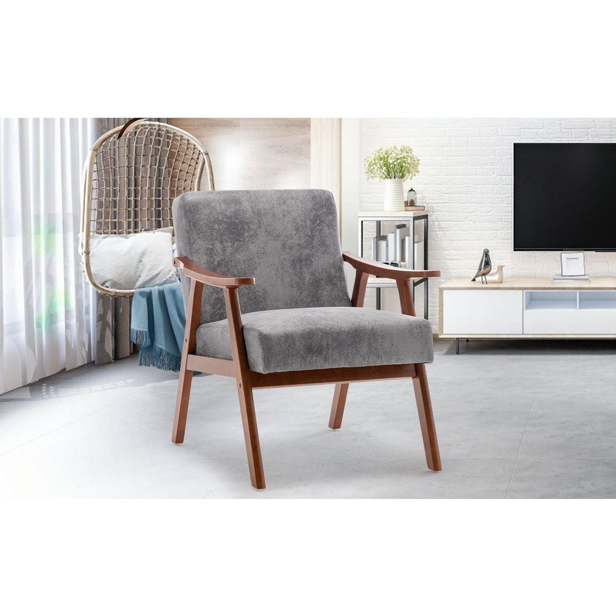 Mid-Century Modern Chair, Living Room Chair with Solid Wood Frame, Accent Chair Extra-Thick Backrest, Wingback Chair for Bedroom, Reading Room, Living Room, Lounge Chair Indoor