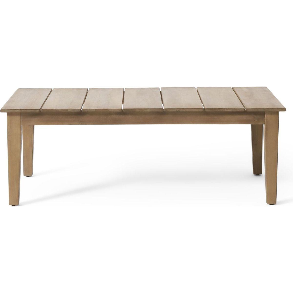 Acacia Wood Outdoor Coffee Table, Light Brown, 14" H X 23.5" W X 39.5" L