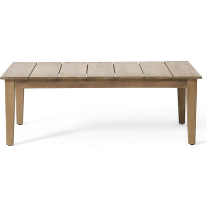 Acacia Wood Outdoor Coffee Table, Light Brown, 14" H X 23.5" W X 39.5" L