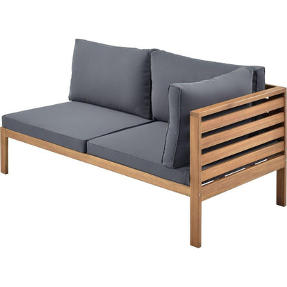 Wood Structure Outdoor Sofa Set with gray Cushions Exotic design Water-resistant and UV Protected texture High quality acacia wood Strong Metal Accessories