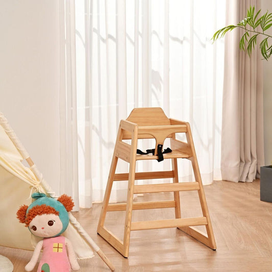 Wooden Double Solid Wood Feeding, Eat & Grow Portable High, Easy to Clean Baby Booster Chair in Natural Finish