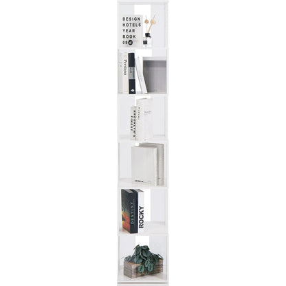 6 tier Rotating Bookshelf, Floor Rack Simple Bookcase with Acrylic plate Student Multi-Function Creative Bookshelf for Living Room