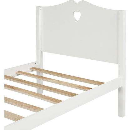Bed Frame Twin Platform Bed with Wood Slat Support and Headboard and Footboard (White)