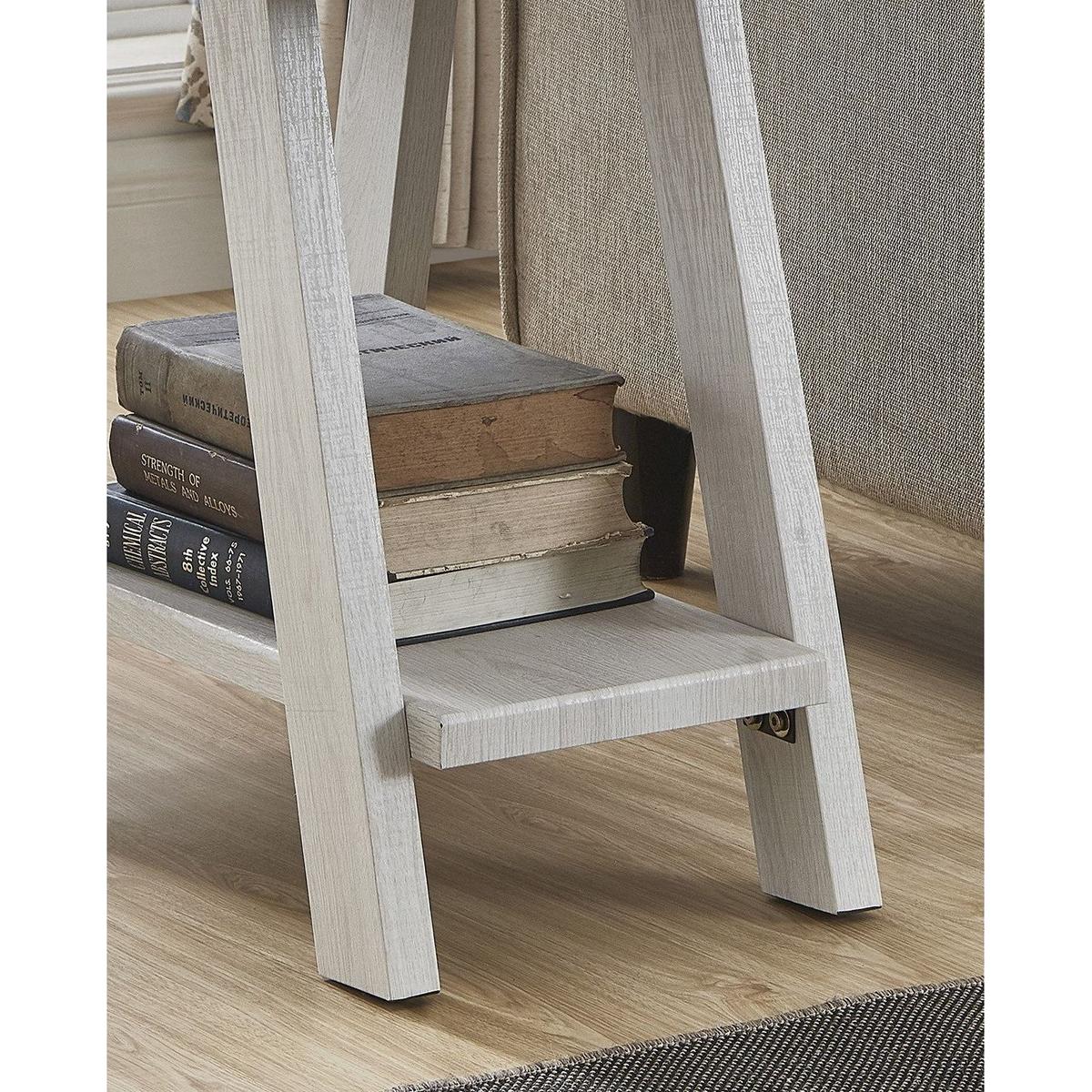 Athens Contemporary Wood Shelf Side Table in White Finish