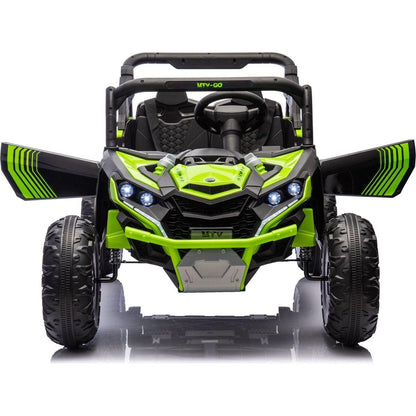 24V Two-Seater Kids Ride On UTV W/Parents Remote Control,Four-Wheel Suspension,Slow Start,Large wheel design,Anti-collision bar,Storage space,Music,USB,Bluetooth,Volume control,LED lights for Kids 3+.