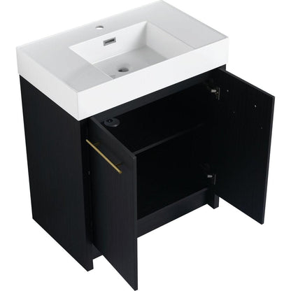 30 Inch Freestanding Bathroom Vanity with Resin Sink, With Soft Closing Door, KD-Package